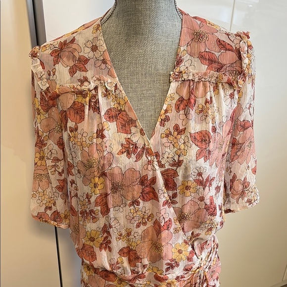 NWOT VERONICA BEARD 100% Silk Dakota Floral Ruched Dress, Size 12 - Picture 7 of 15